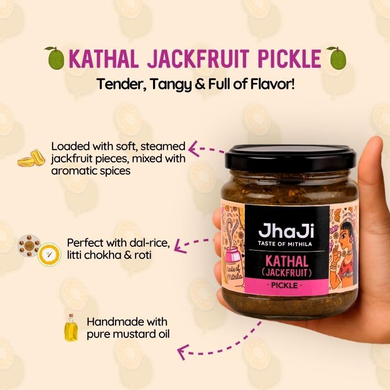 JhaJi Homemade Kathal ka Achar | Bihari Jackfruit Pickle | 250g Plastic Jar