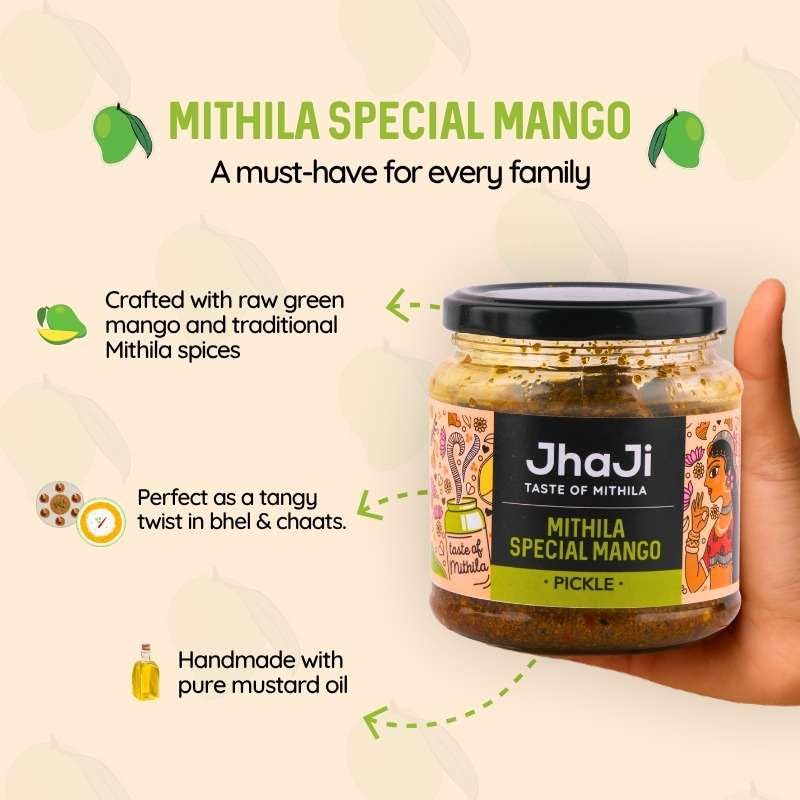 JhaJi Mithila Special Mango Pickle 250g | Bihari Style Aam Ka Achaar | Sun-Dried & Tangy