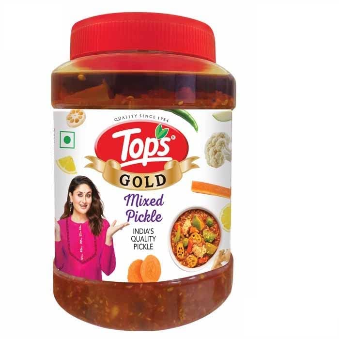 TOPS Gold Mixed Pickle - 900 gm | Infused with Traditional Spices, Trans Fat-Free