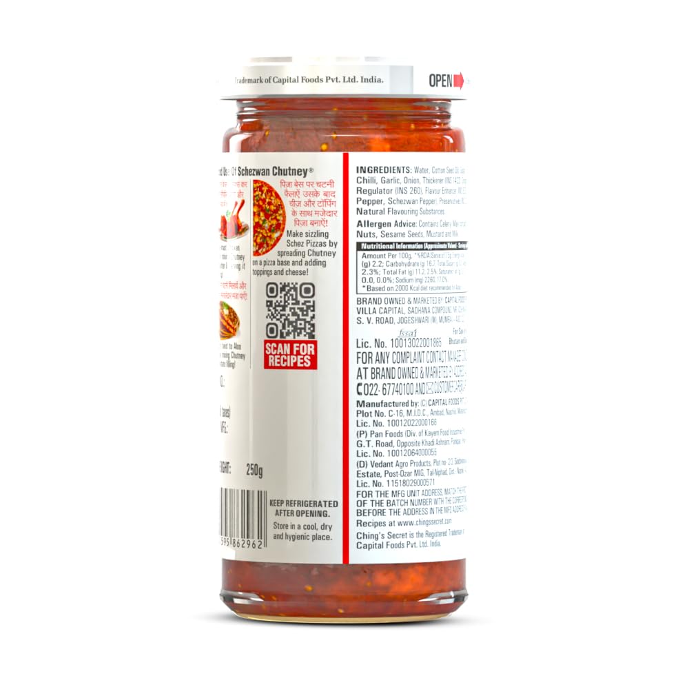 Ching's Schezwan Chutney 250g - Bold & Fiery Pickles