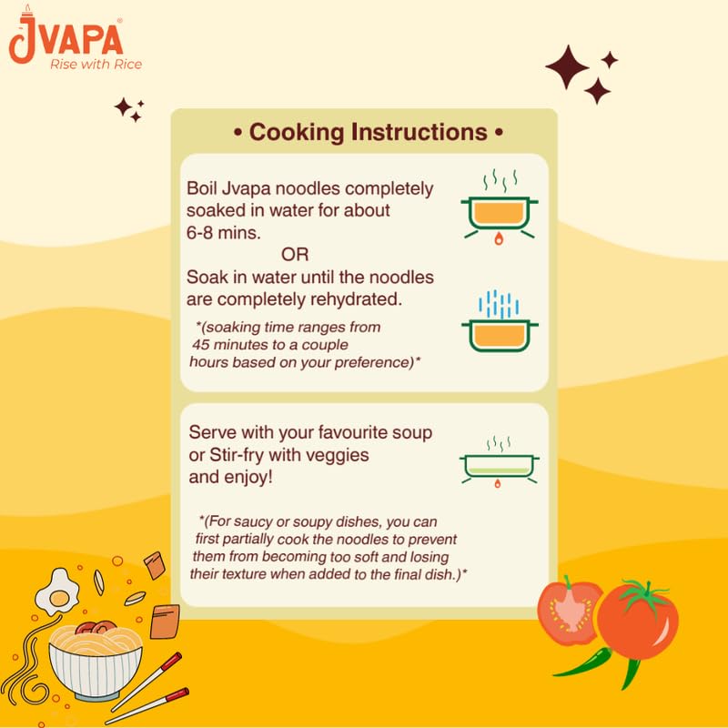 Jvapa Rice Noodles 400 Grams - Gluten Free Pasta, Cholesterol Free