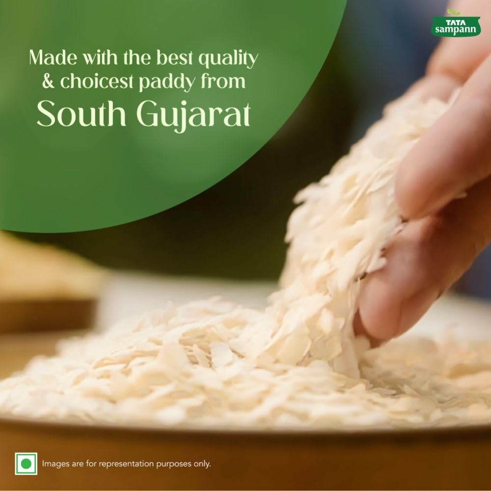 Tata Sampann Popular Poha, Thick, 1kg - High in Fibre & Protein