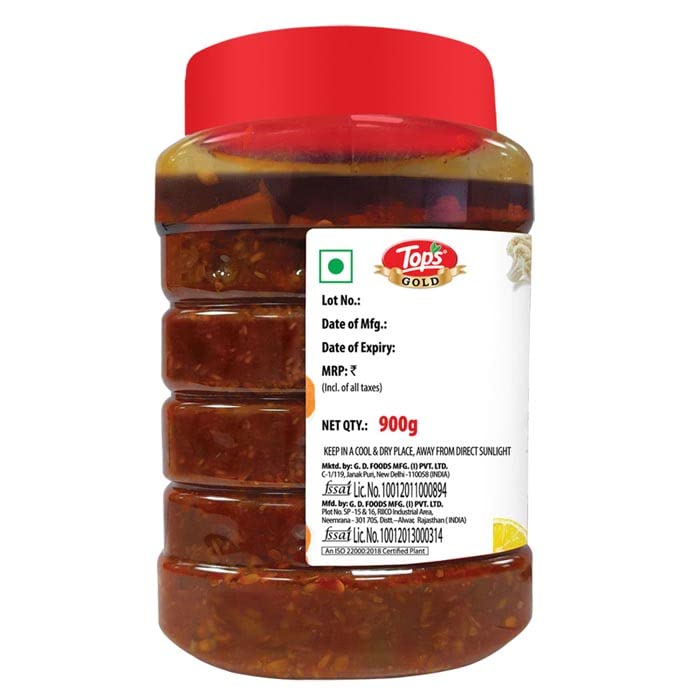 TOPS Gold Mixed Pickle - 900 gm | Infused with Traditional Spices, Trans Fat-Free
