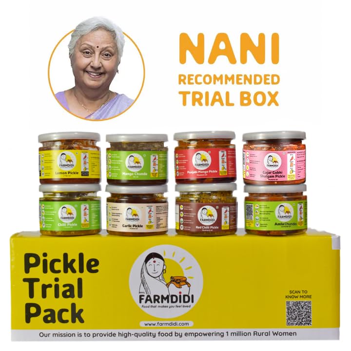 Farm Didi Pickles Trial Pack of 8 | Spicy & Sweet Achar | No Artificial Preservatives | Sun-Dried