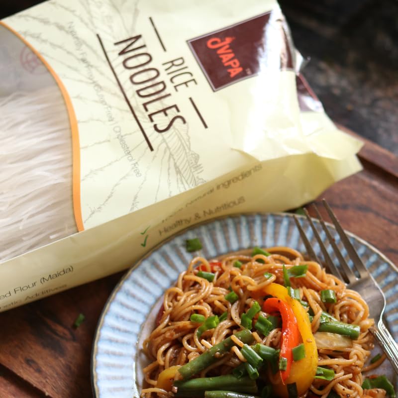 Jvapa Rice Noodles 400 Grams - Gluten Free Pasta, Cholesterol Free