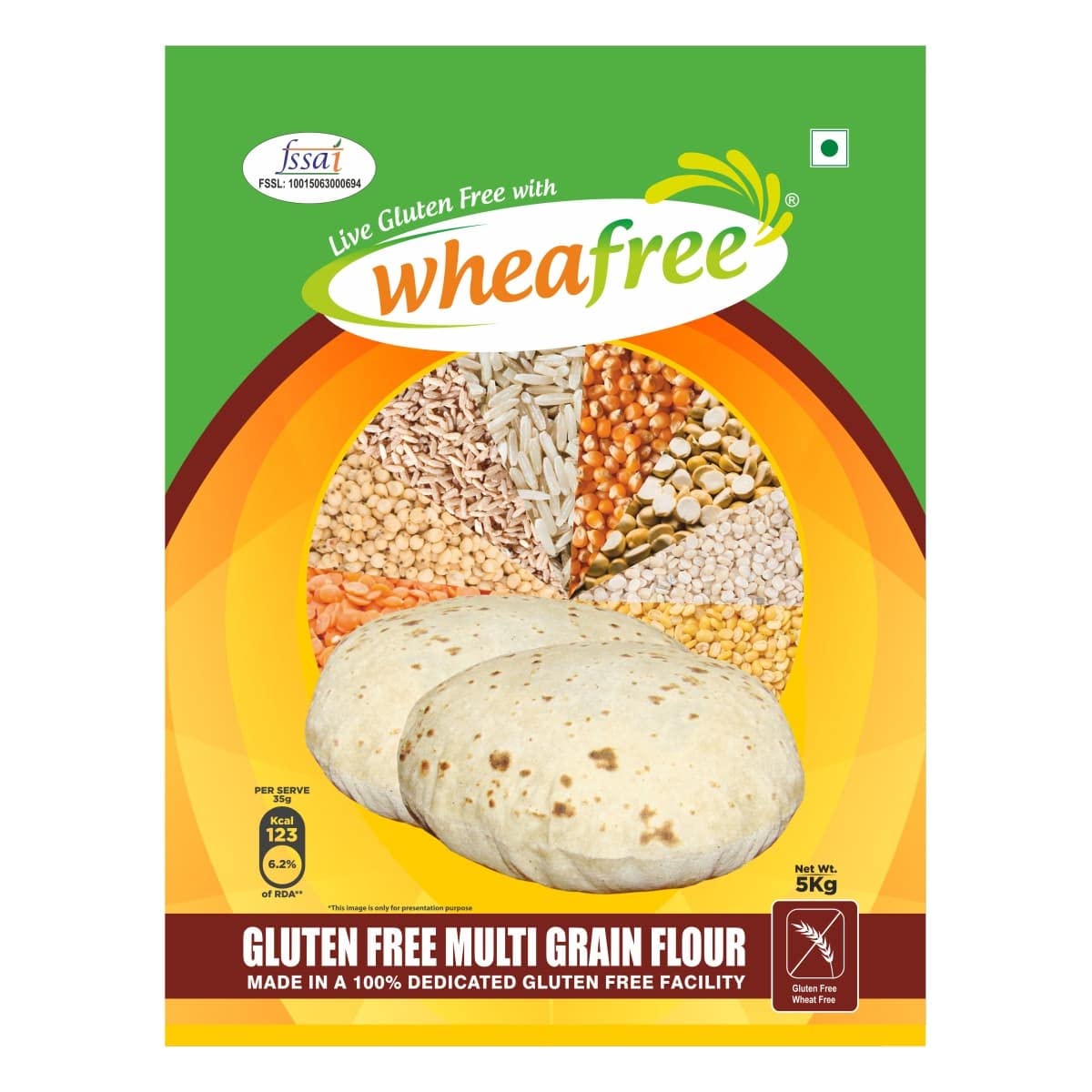 Wheafree Multigrain Gluten Free Atta 5Kg | Lactose Free | Easy to Digest