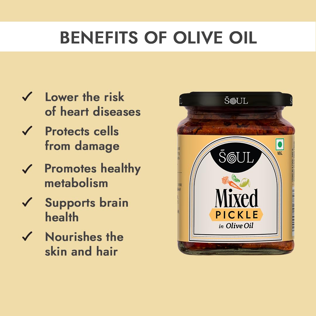 ADF Soul Mixed Pickle - 275g | Flavorful Veggie Mix in Olive Oil