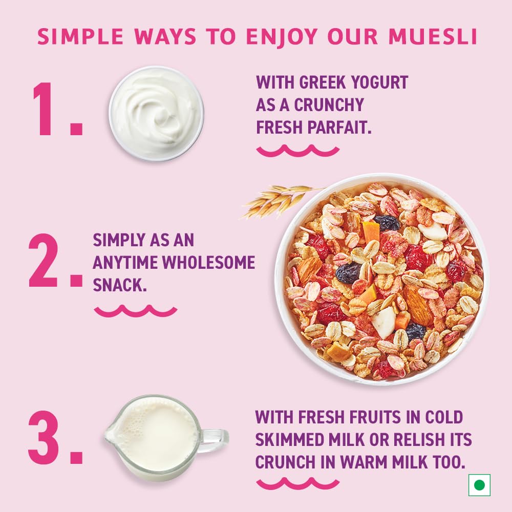 Bagrry’s Fruit & Nut Muesli - 750G | 30% Real Fruits, Nuts & Seeds, 38% Oats