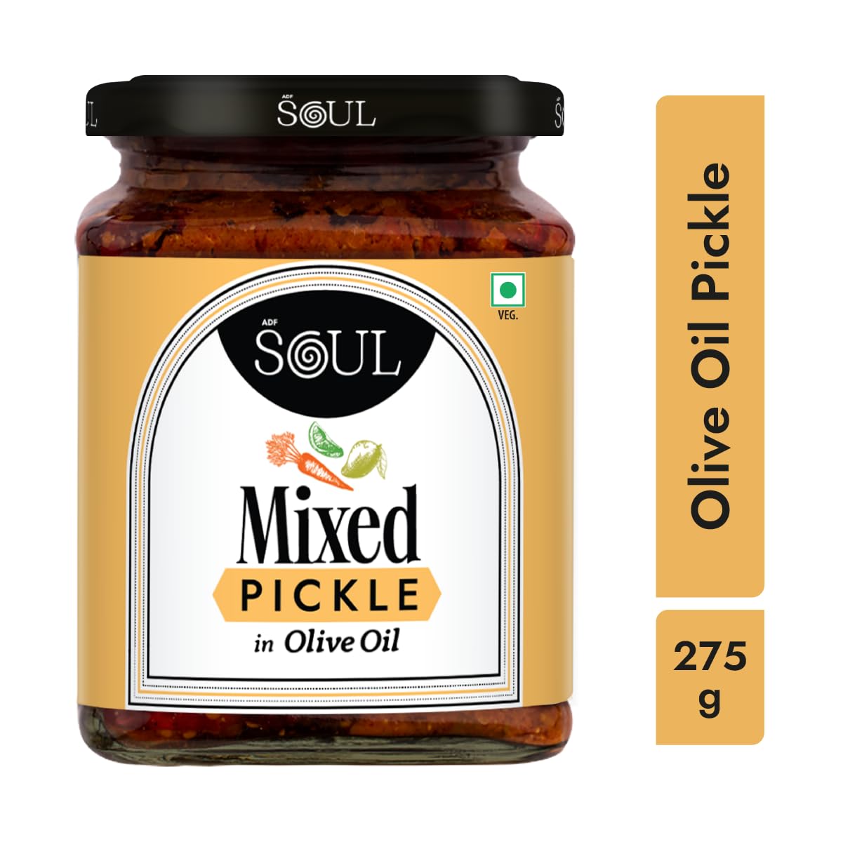 ADF Soul Mixed Pickle - 275g | Flavorful Veggie Mix in Olive Oil