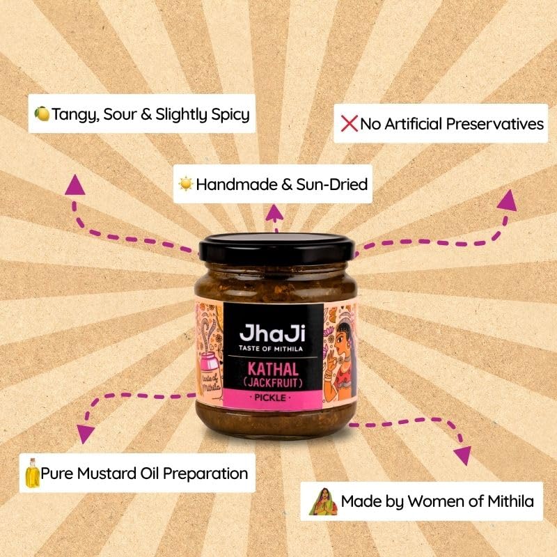 JhaJi Homemade Kathal ka Achar | Bihari Jackfruit Pickle | 250g Plastic Jar
