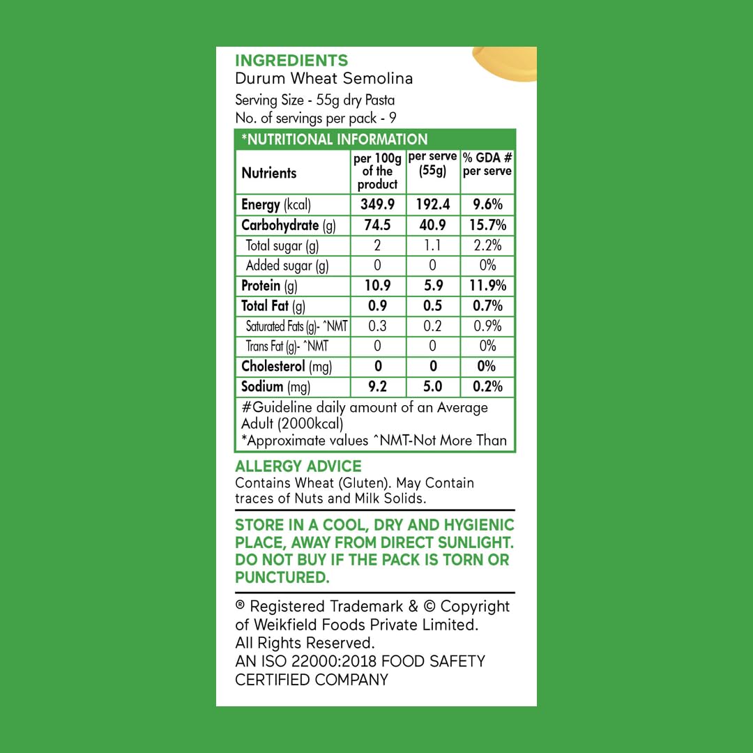 Weikfield Durum Wheat Elbow Pasta 500 Gm | Vegetarian | High Protein