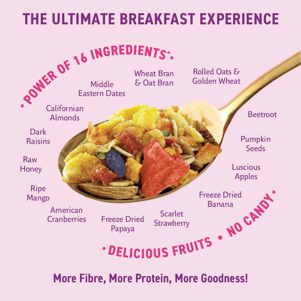 Bagrry’s Fruit & Nut Muesli - 750G | 30% Real Fruits, Nuts & Seeds, 38% Oats