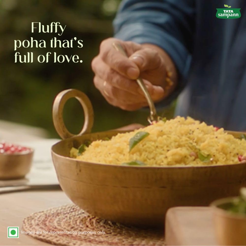 Tata Sampann Popular Poha, Thick, 1kg - High in Fibre & Protein