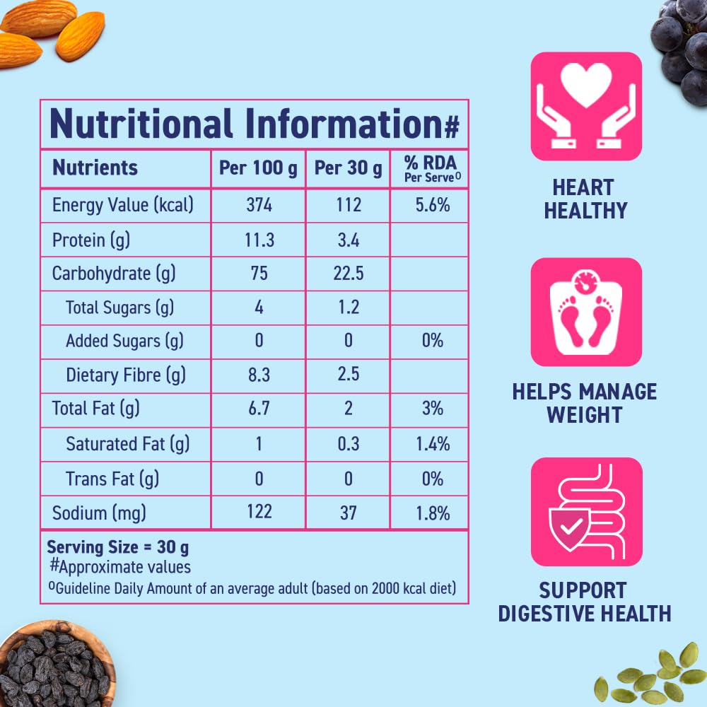 Bagrry’s No Added Sugar Muesli – 700g | Whole Grain Breakfast Cereal with Fruits, Nuts & Seeds