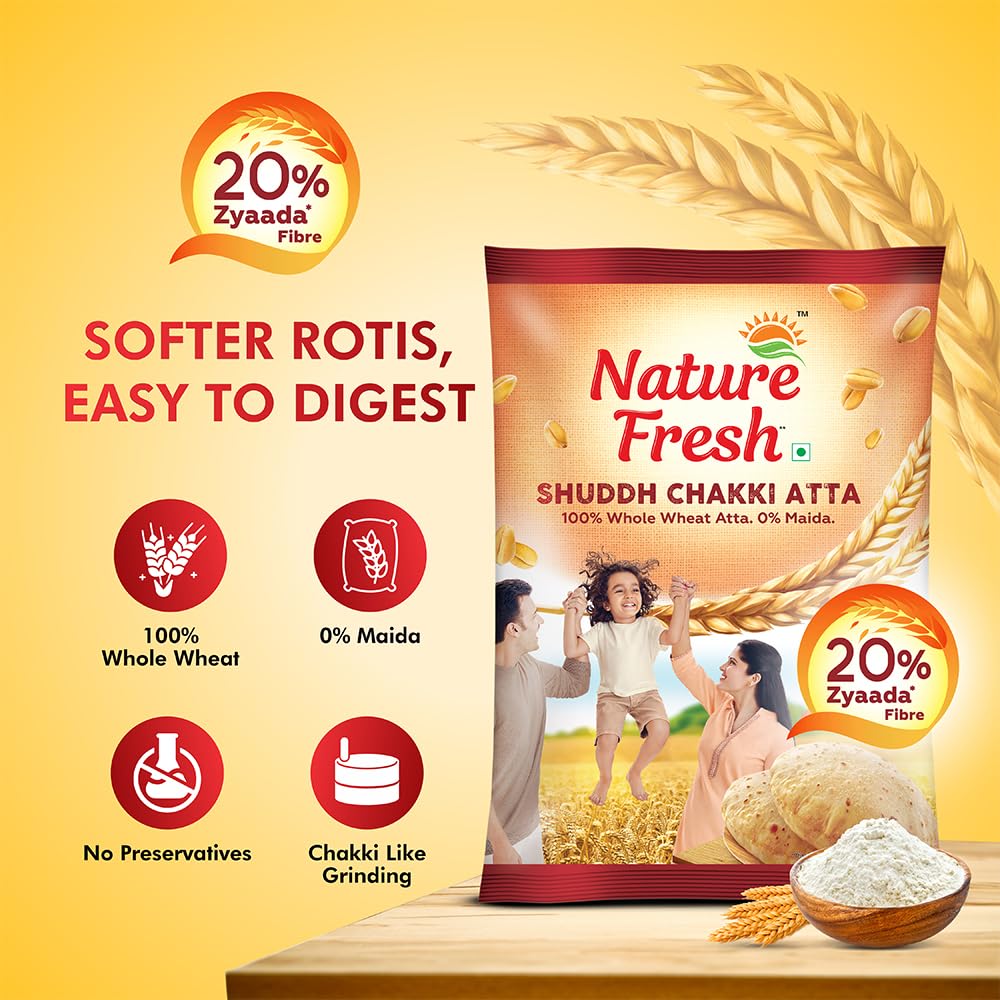 Nature Fresh Whole Wheat Flour 100% Chakki Atta - 1kg