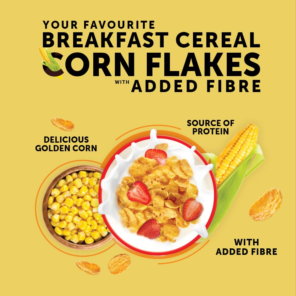 Bagrry’s Corn Flakes Plus - 99% Fat Free Breakfast Cereal, 500g