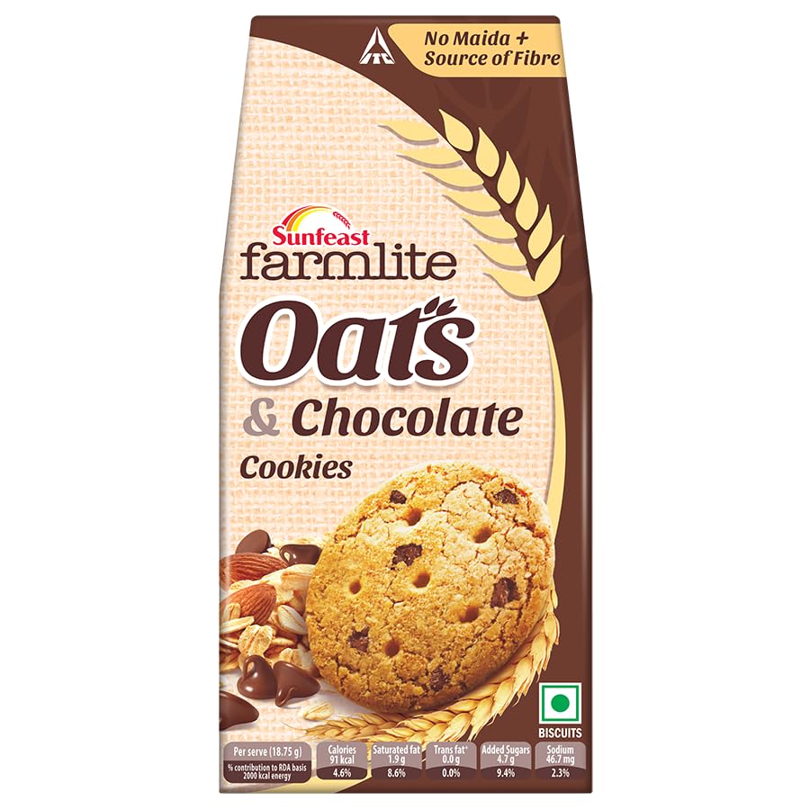 Sunfeast Farmlite Oats Cookies with Chocolate, 150g - No Maida, Source of Fibre