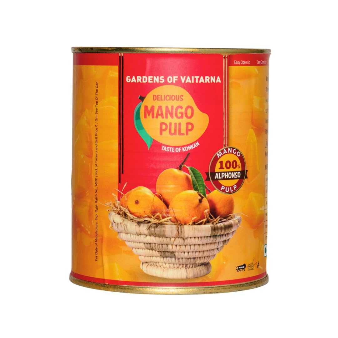 Gardens of Vaitarna Alphonso Mango Pulp - 400g | Unsweetened, Non-GMO, No Preservatives