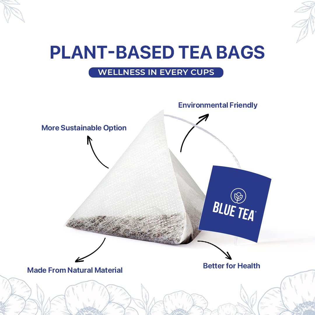 BLUE TEA Belly Tea - 30 Pyramid Tea Bags - Caffeine Free - Plant-Based