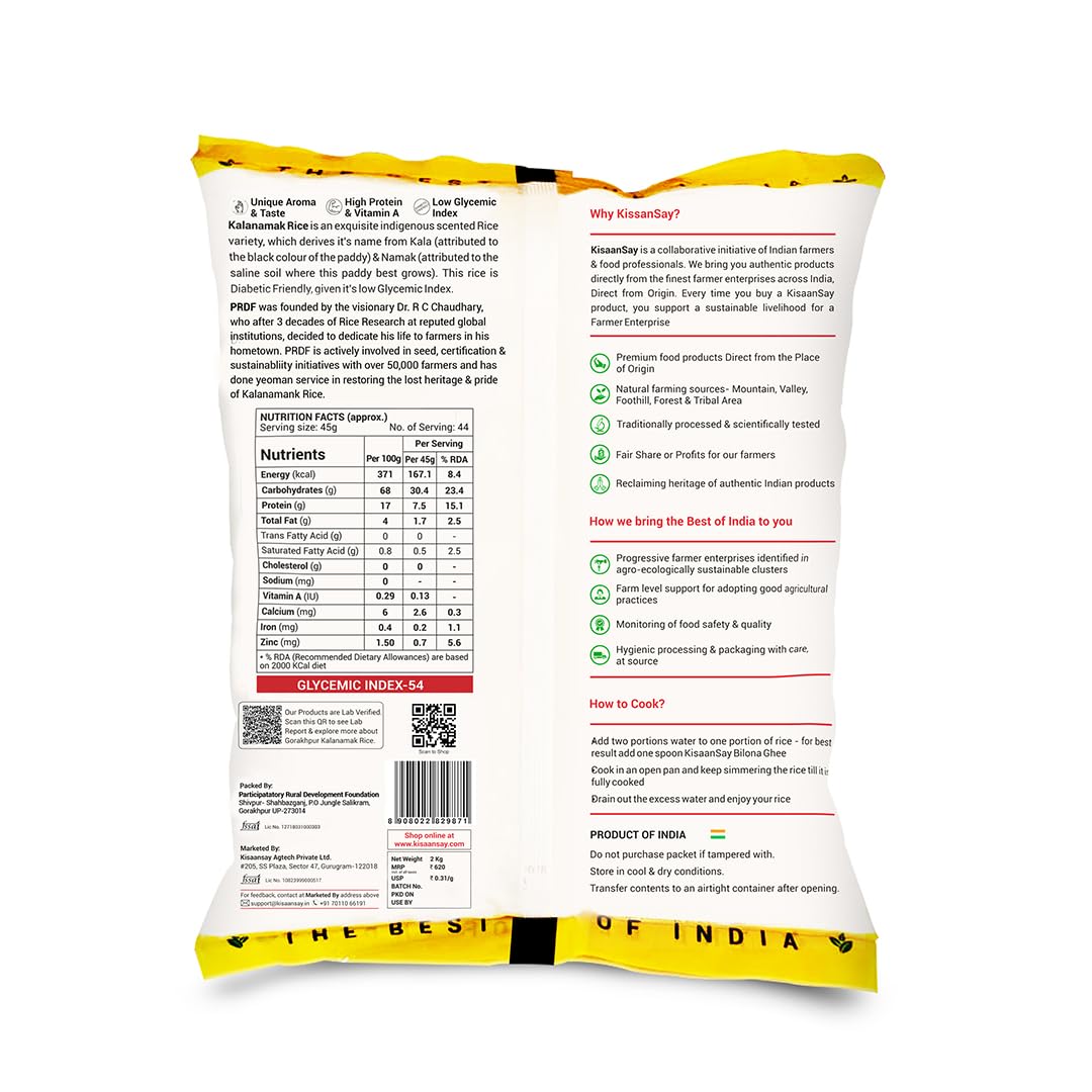 KisaanSay Kalanamak Rice 2KG | Aromatic, Low Glycemic, Nutrient-Rich