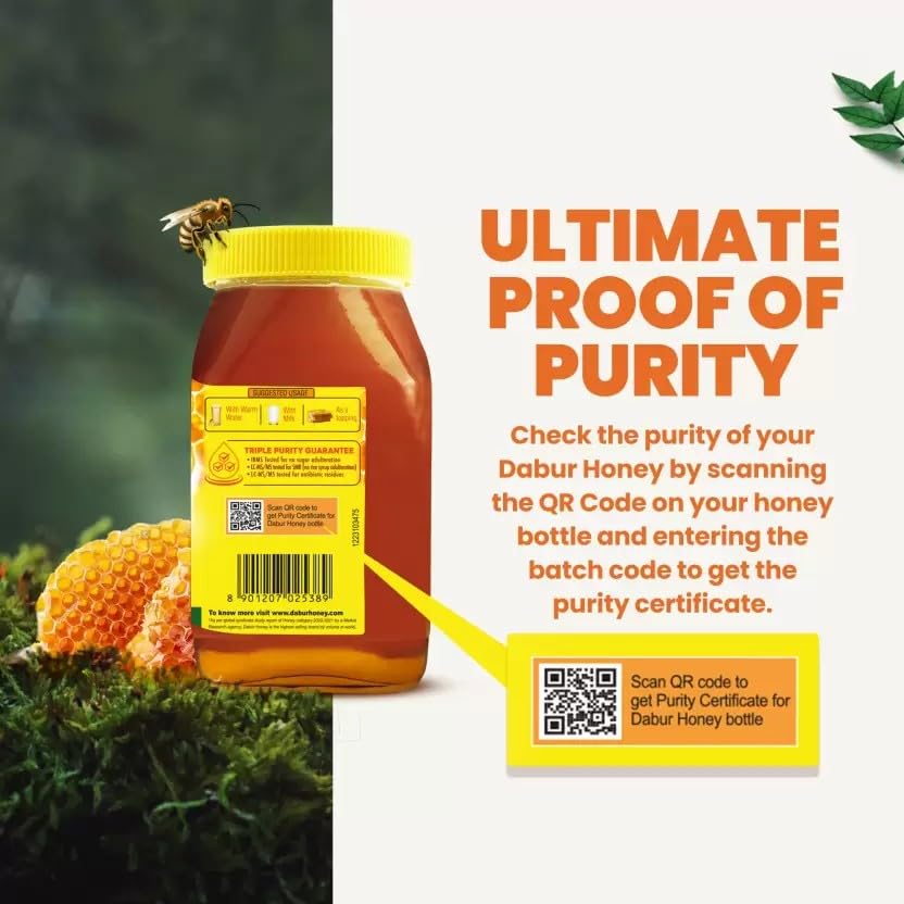 Dabur Honey - Pure Honey, 500g Bottle for Immunity & Weight Management