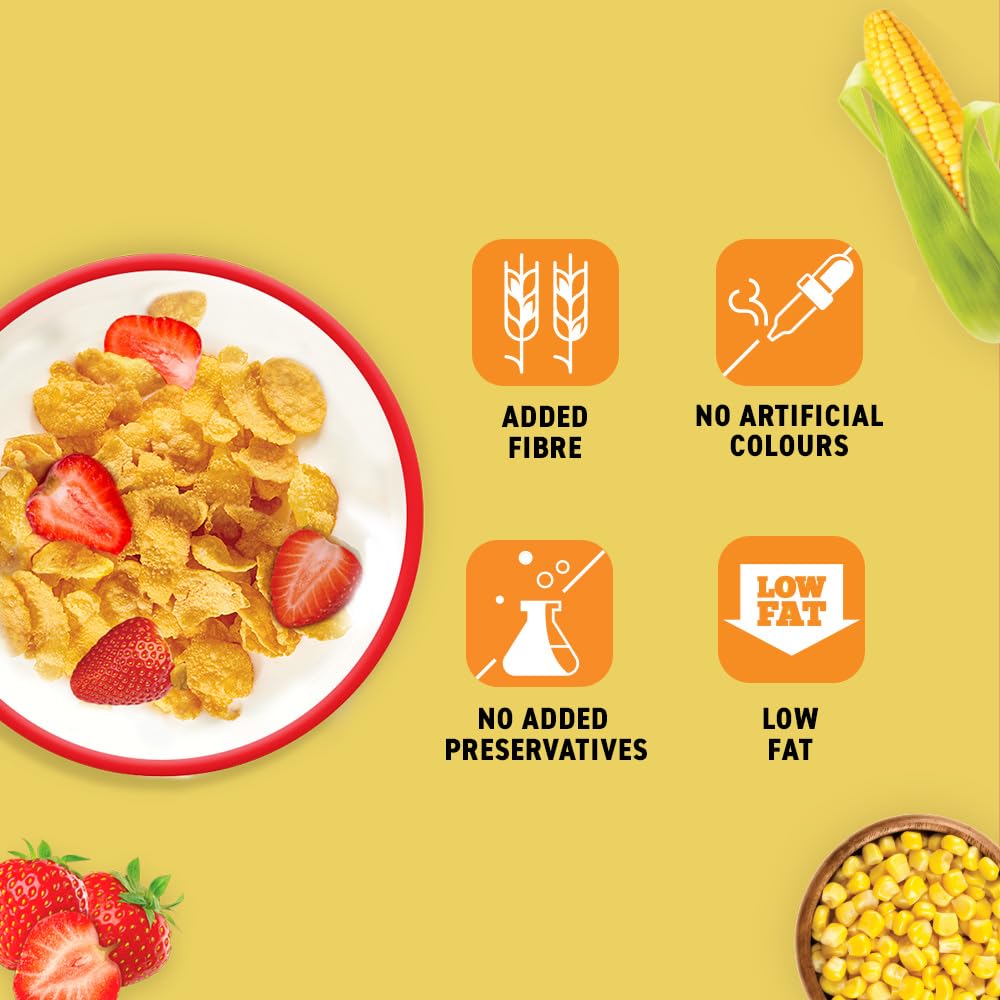 Bagrry’s Corn Flakes Plus - 99% Fat Free Breakfast Cereal, 500g