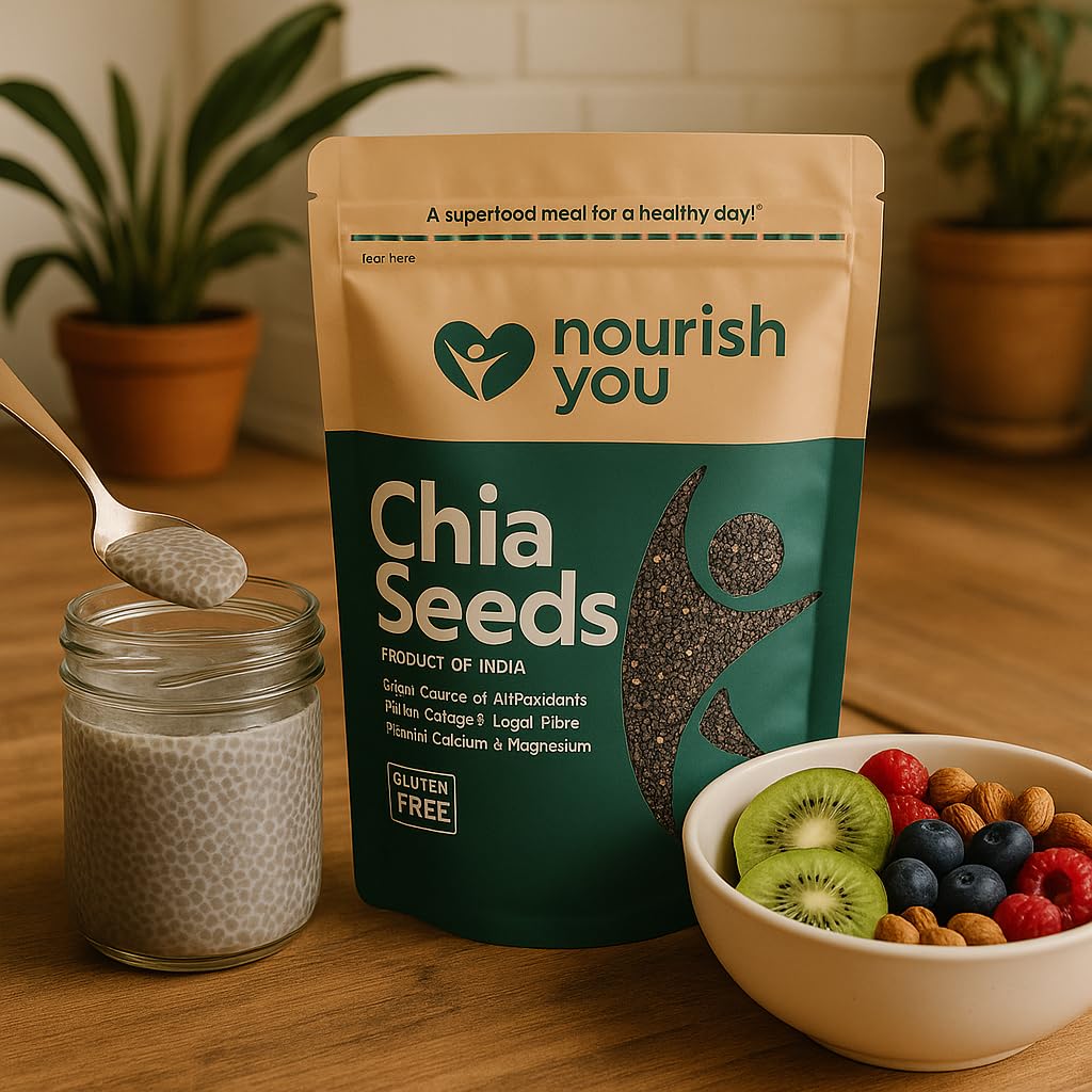 Nourish You Chia Seeds 500g - Rich in Omega-3 & Fiber, Low Sodium