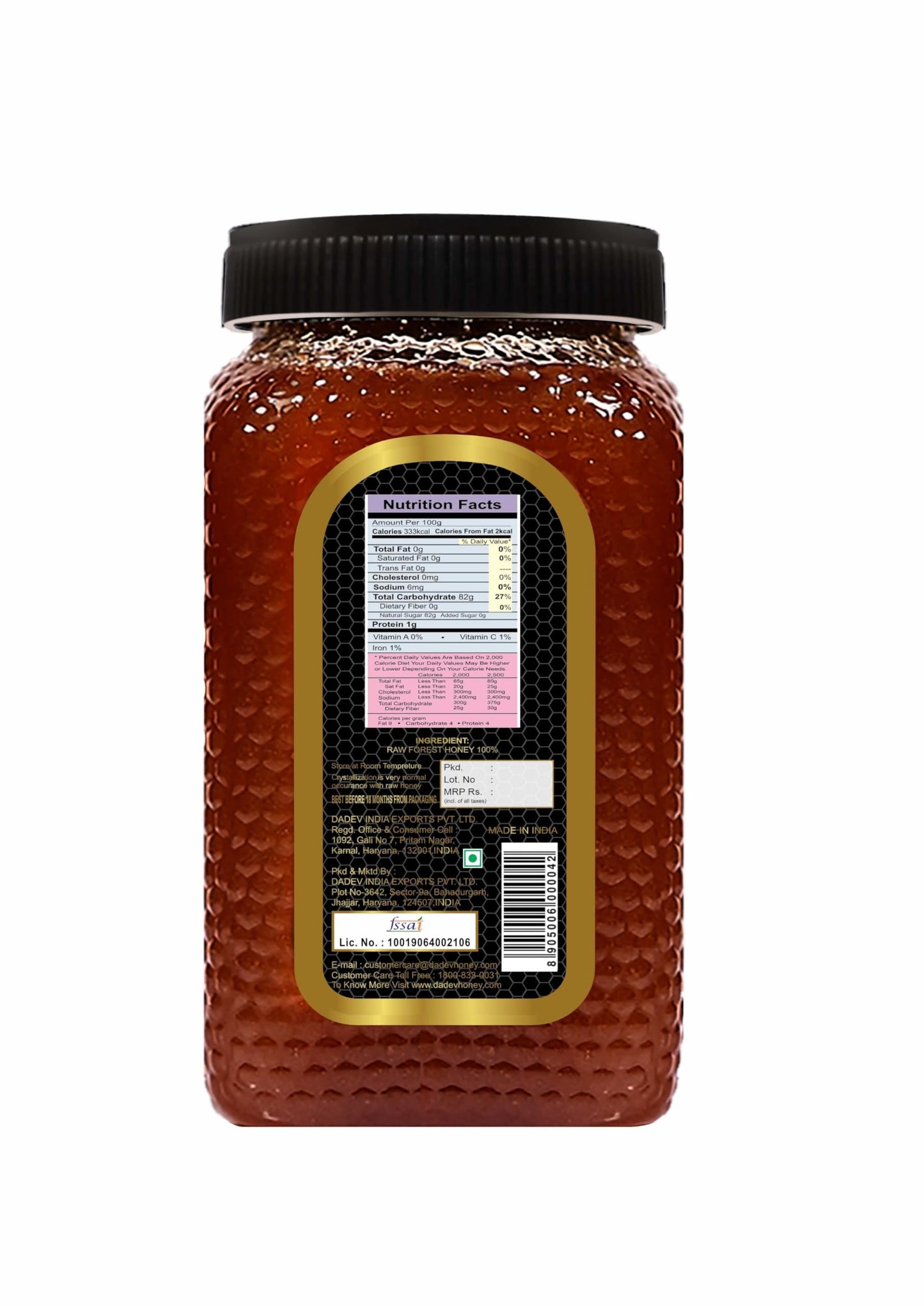 DADEV Raw Honey - 750gm Unprocessed Organic Honey with High Pollen Counts