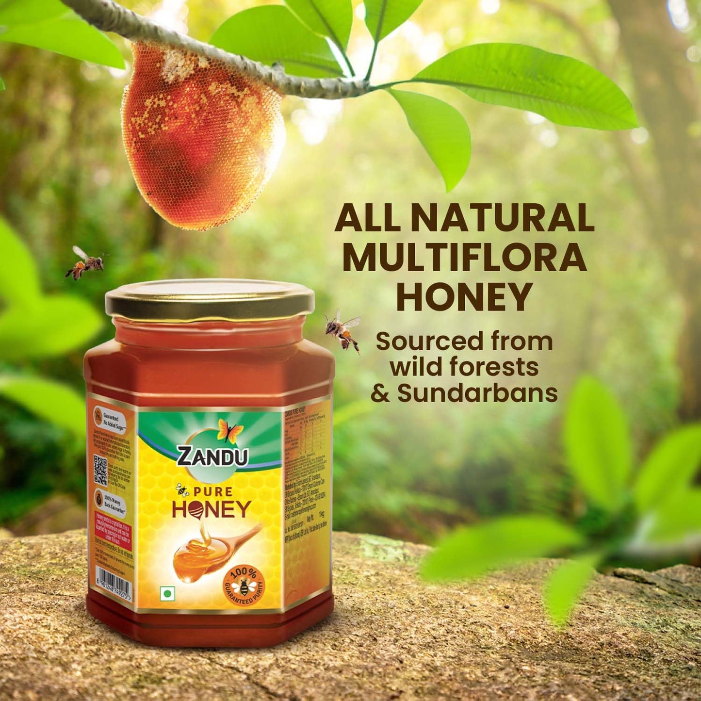 Zandu Honey 1KG - Unique Blend of Sunderban & Tulsi, No Added Sugar