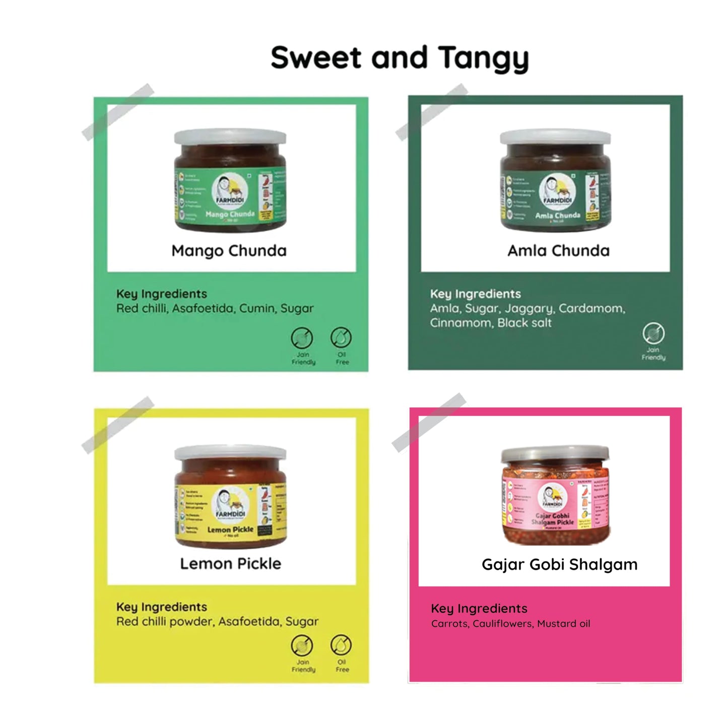 Farm Didi Pickles Trial Pack of 8 | Spicy & Sweet Achar | No Artificial Preservatives | Sun-Dried