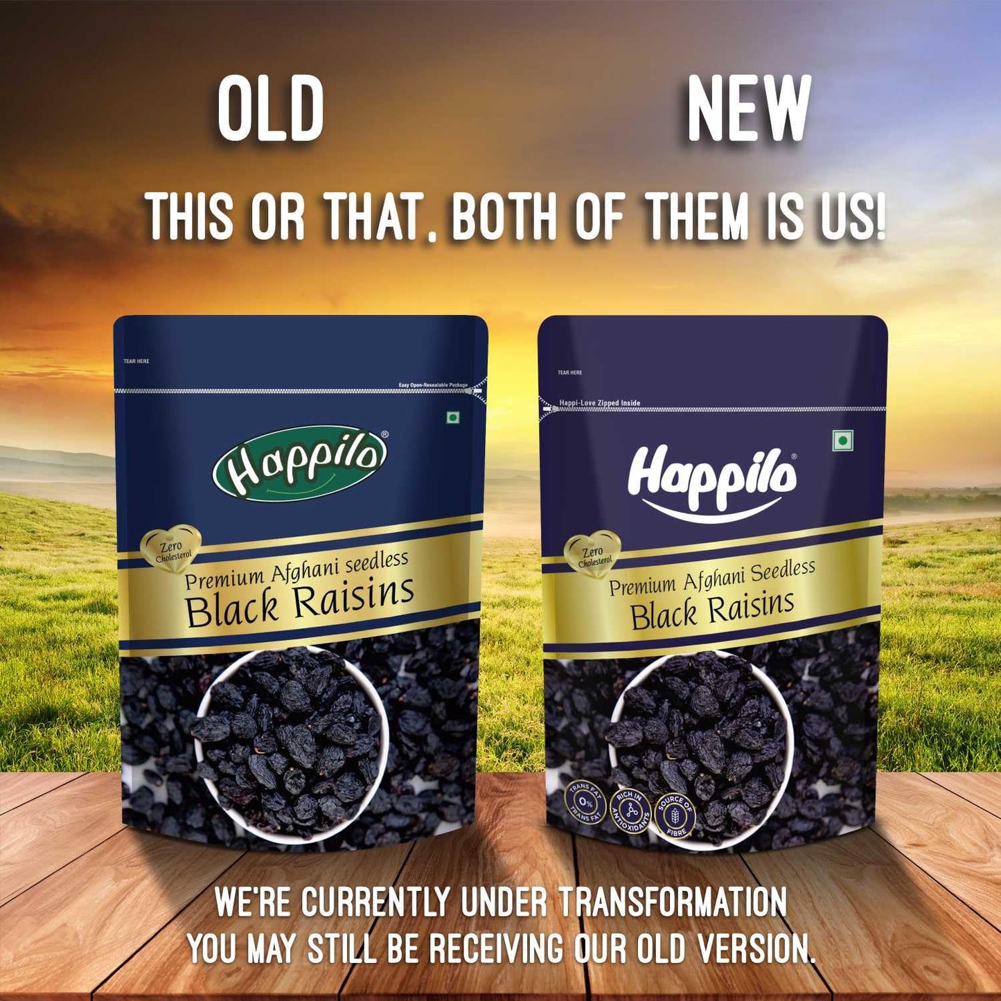 Happilo Afghani Black Raisins Seedless 250g | Dried Fruits | Vegetarian Snack