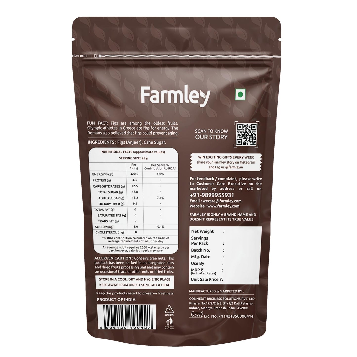 Farmley Dried Figs 200g | Low in Fat | Rich in Fiber & Calcium