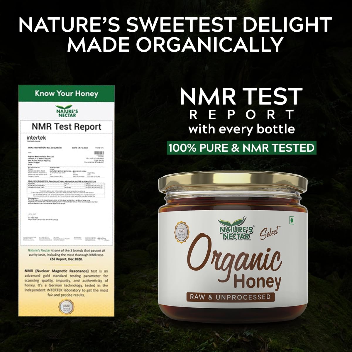 Nature's Nectar Organic Raw Honey 400g | NMR Tested, No Added Sugars