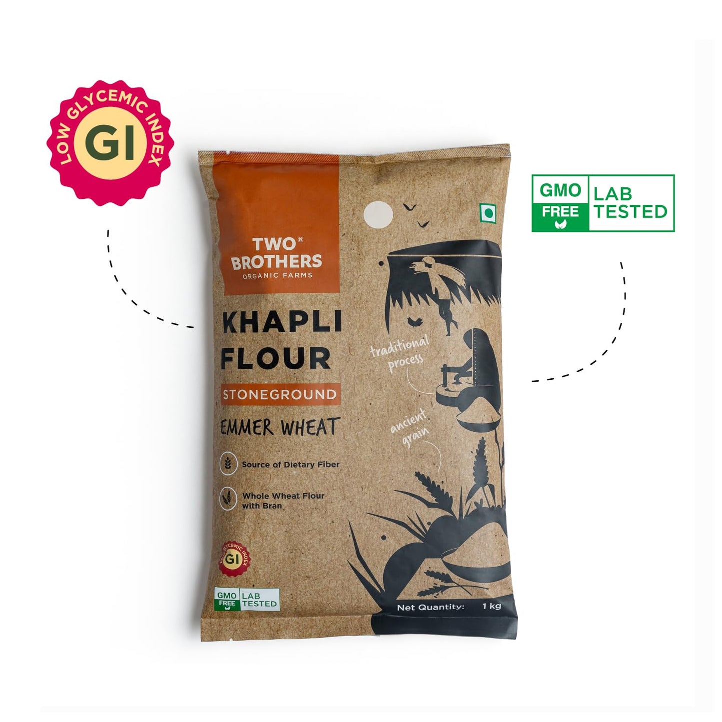 Two Brothers Organic Farms Khapli Wheat Flour 5kg | Stoneground Emmer Wheat for Versatile Cooking