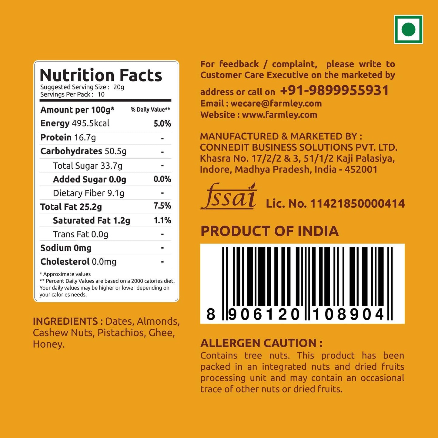 Farmley Date Bites 200 gm | Dried Fruits & Nuts Snack | Gluten Free
