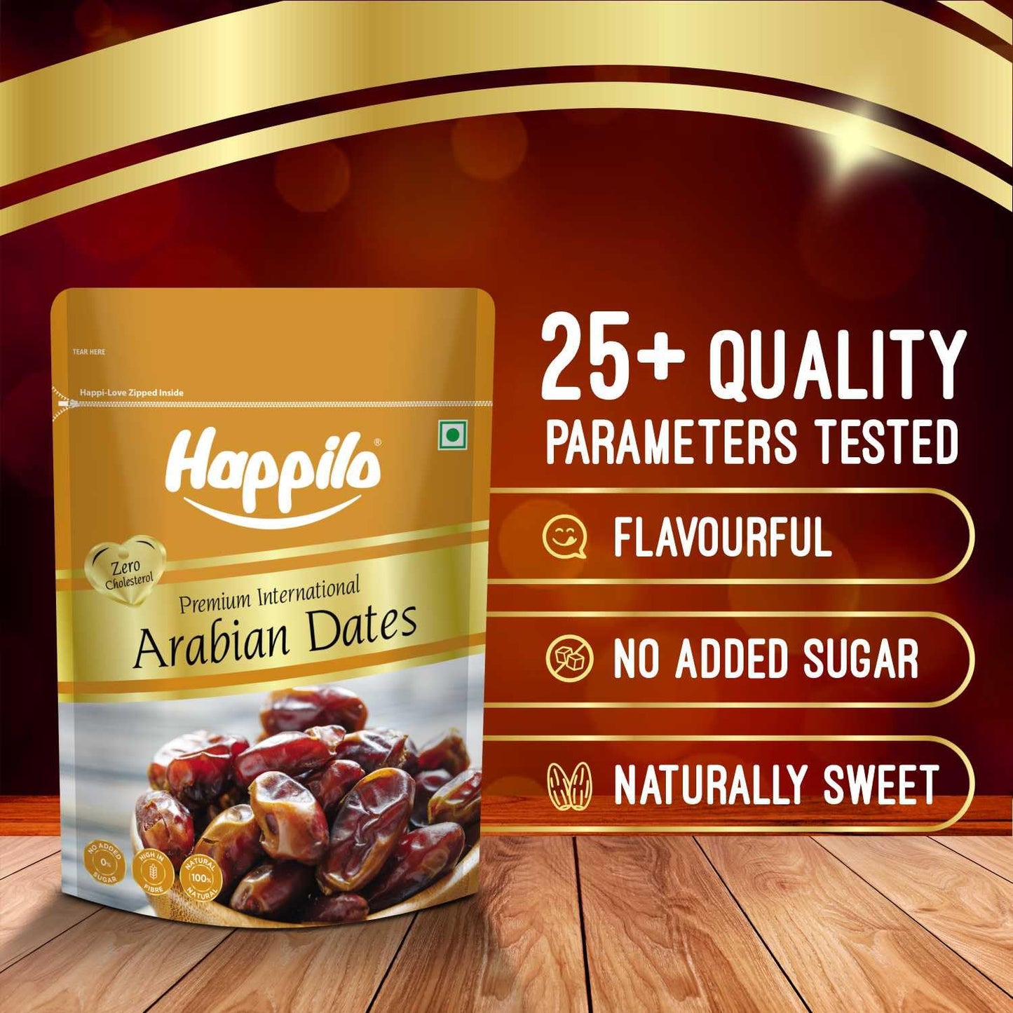Happilo Dried Arabian Dates Pouch, 500 g | No Added Sugar | Gluten Free
