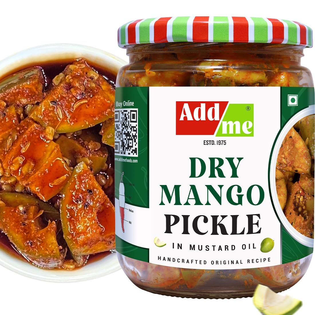 Add Me Dry Mango Pickle 500gm - Less Oil, Glass Jar