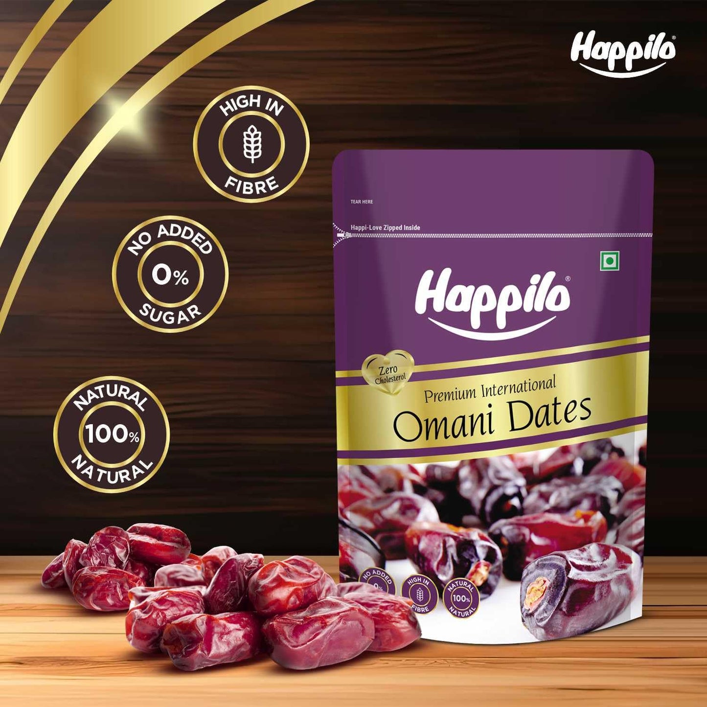 Happilo Dried Omani Dates 250g | Vegan, No Added Sugar, Non-GMO