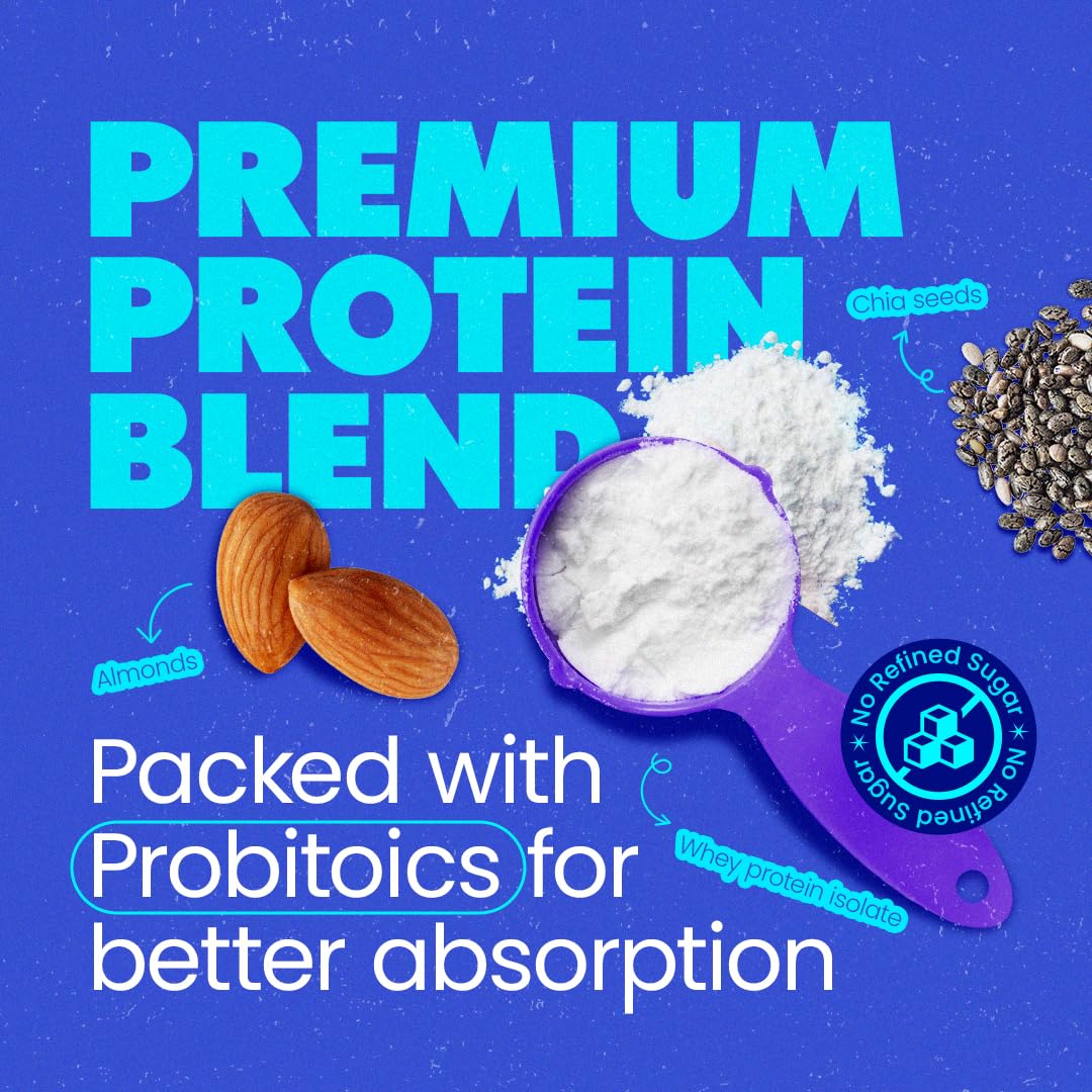 Yogabar High Protein Oats with Dark Chocolate & Almonds - 850g | 20g Protein per Serve | Fiber-Rich & Probiotics