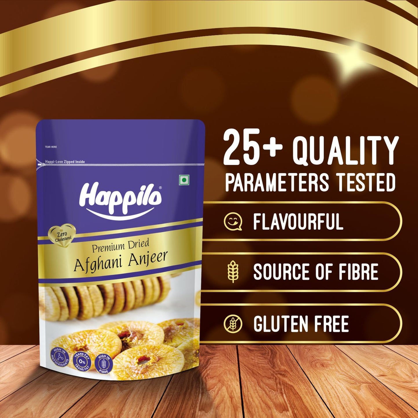 Happilo Dried Afghani Anjeer 200g | Low Sodium, Vegan Snack