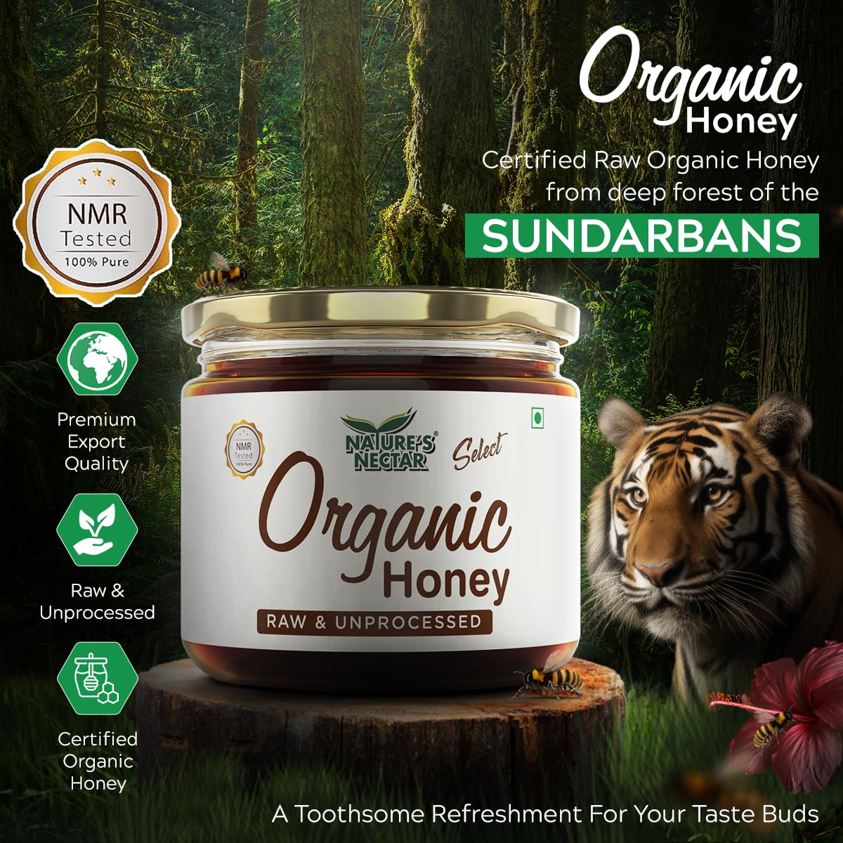 Nature's Nectar Organic Raw Honey 400g | NMR Tested, No Added Sugars