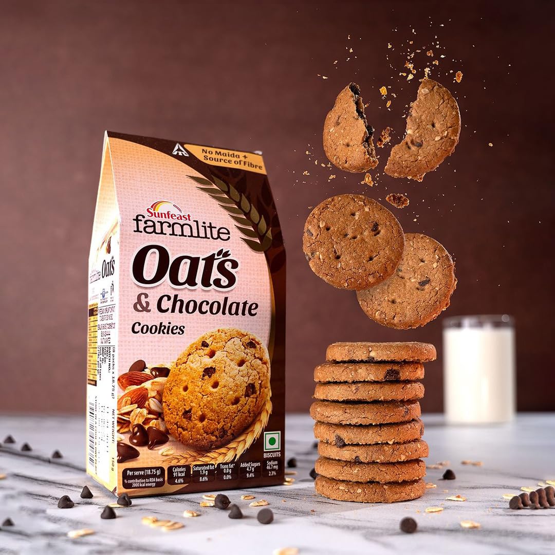 Sunfeast Farmlite Oats Cookies with Chocolate, 150g - No Maida, Source of Fibre