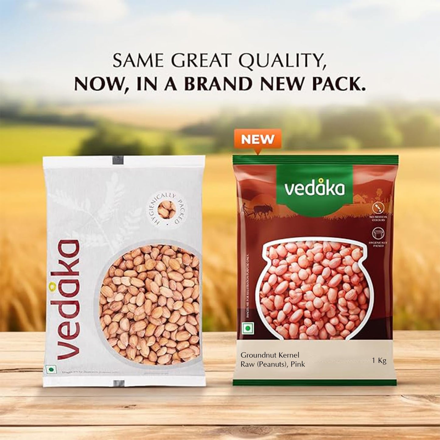 Vedaka Raw Peanuts, Pink, 1kg - Naturally Rich in Protein