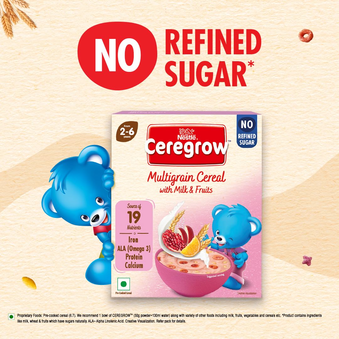 CEREGROW Multigrain Cereal with Milk & Fruits, 300g - Nutrient-Rich Breakfast
