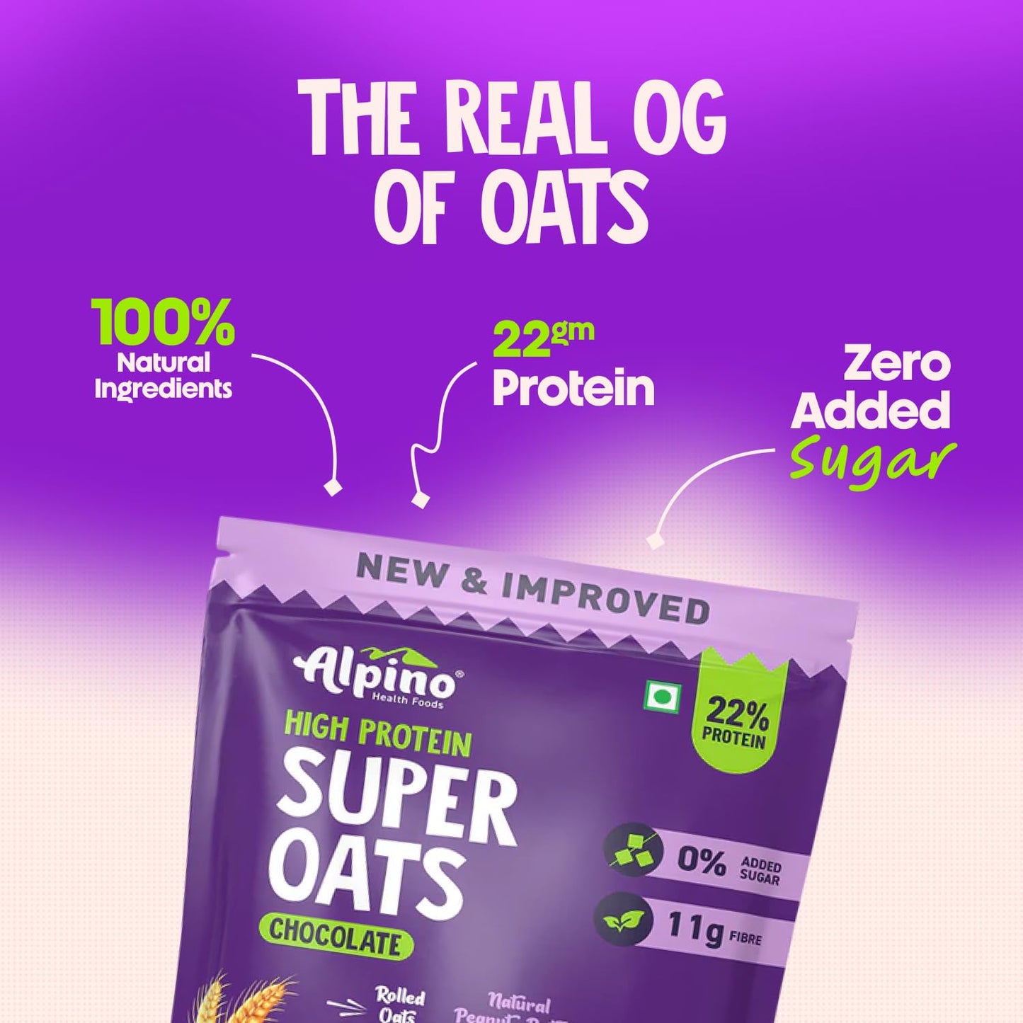 ALPINO Rolled Oats Chocolate 1kg – 22% Protein, No Added Sugar & Salt