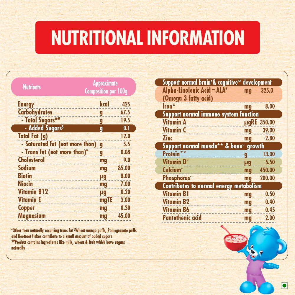 CEREGROW Multigrain Cereal with Milk & Fruits, 300g - Nutrient-Rich Breakfast