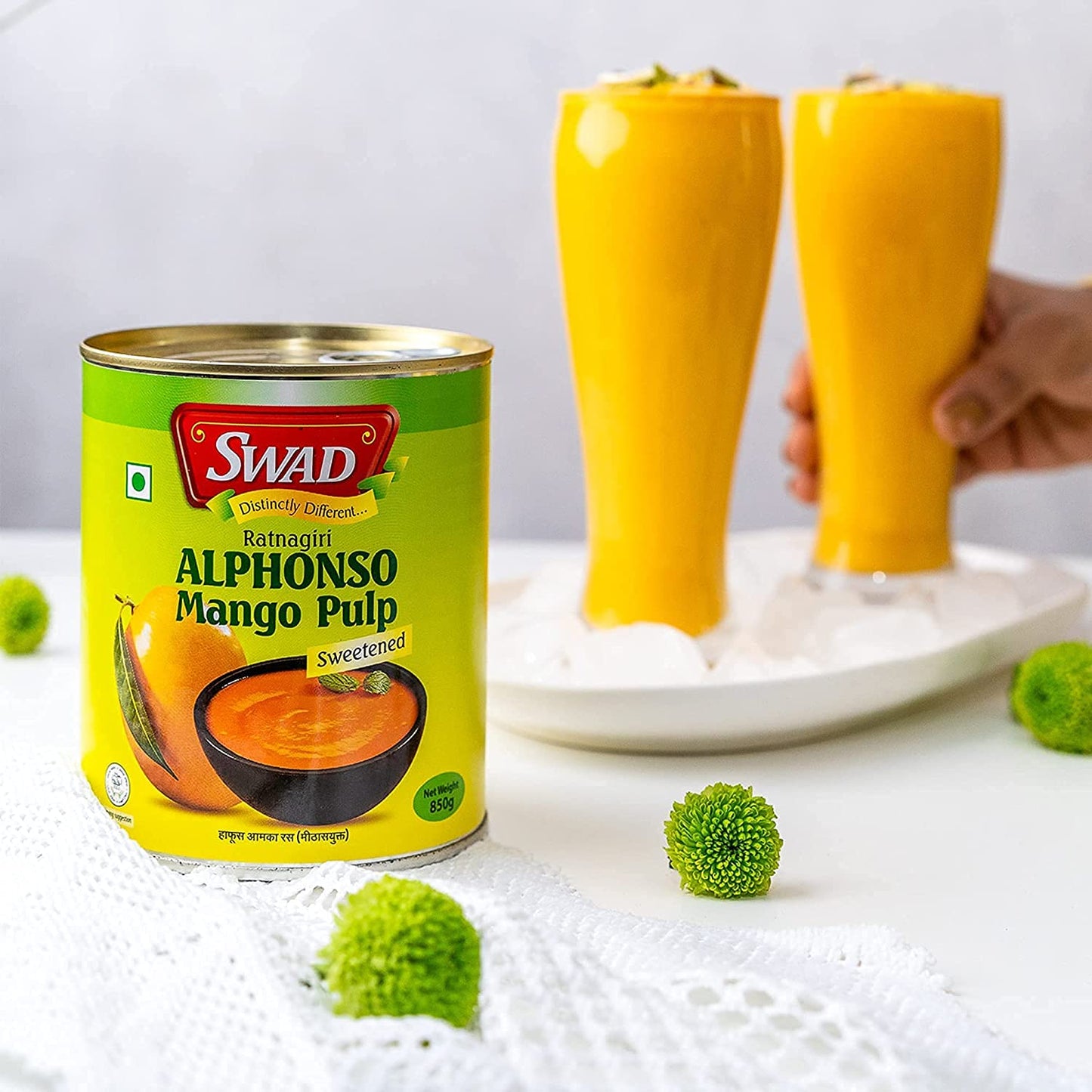SWAD Ratnagiri Alphonso Mango Pulp Tin, 850g - Pack of 2