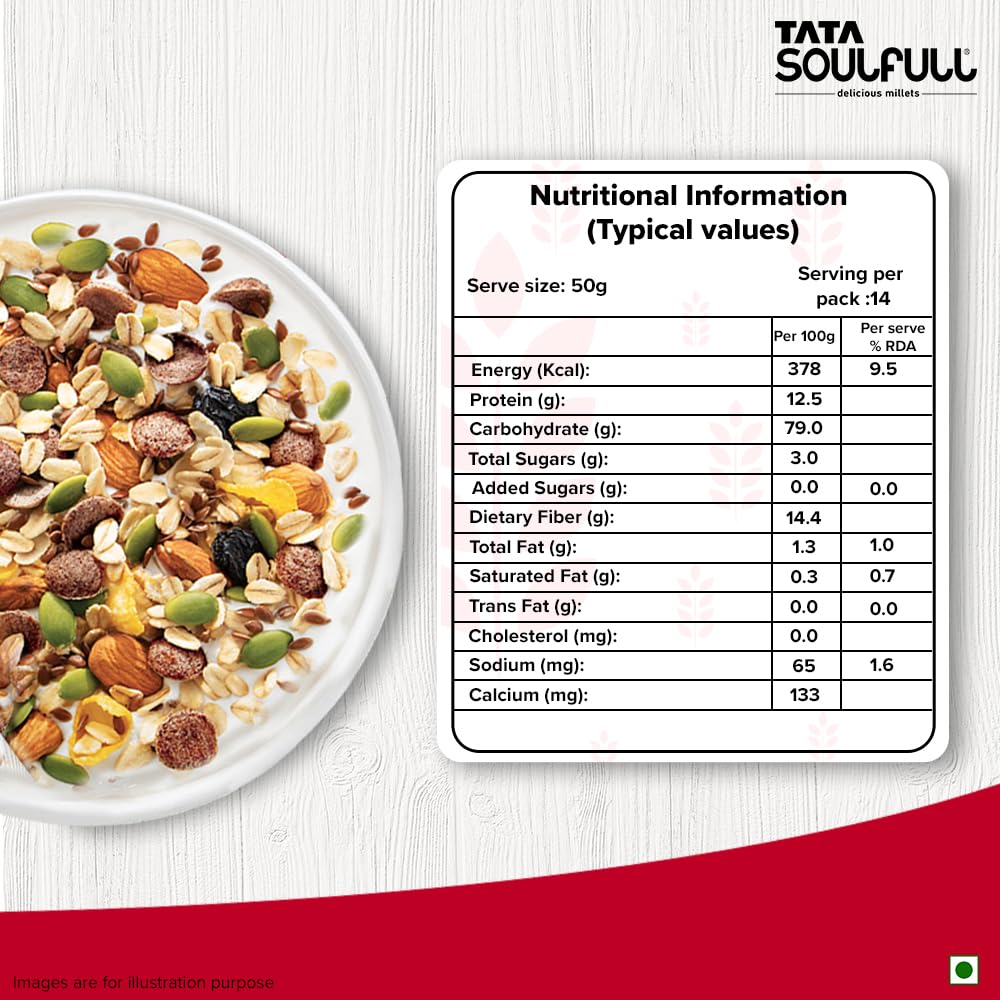 Tata Soulfull Millet Muesli 700g - 0% Added Sugar, High in Fibre