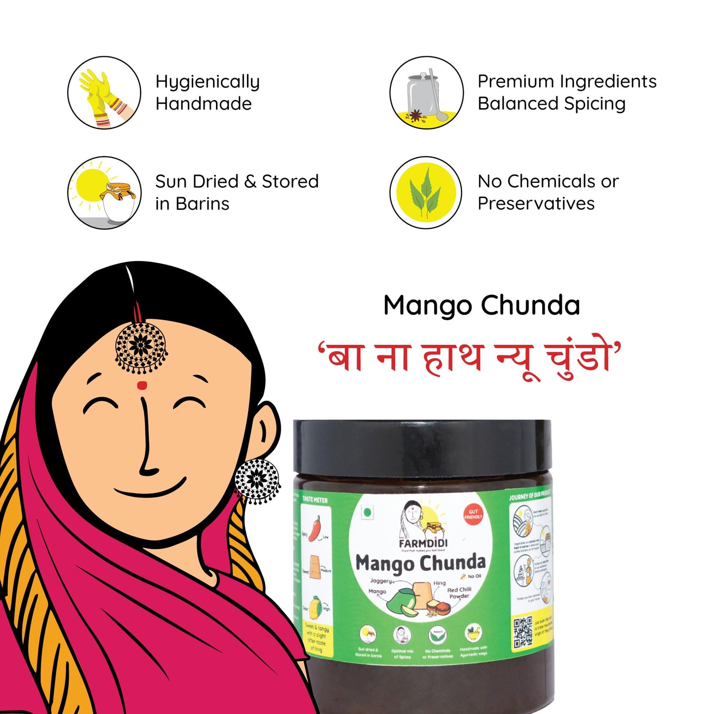 FarmDidi Mango Chunda with Jaggery 325g | Oil-Free Handmade Pickle