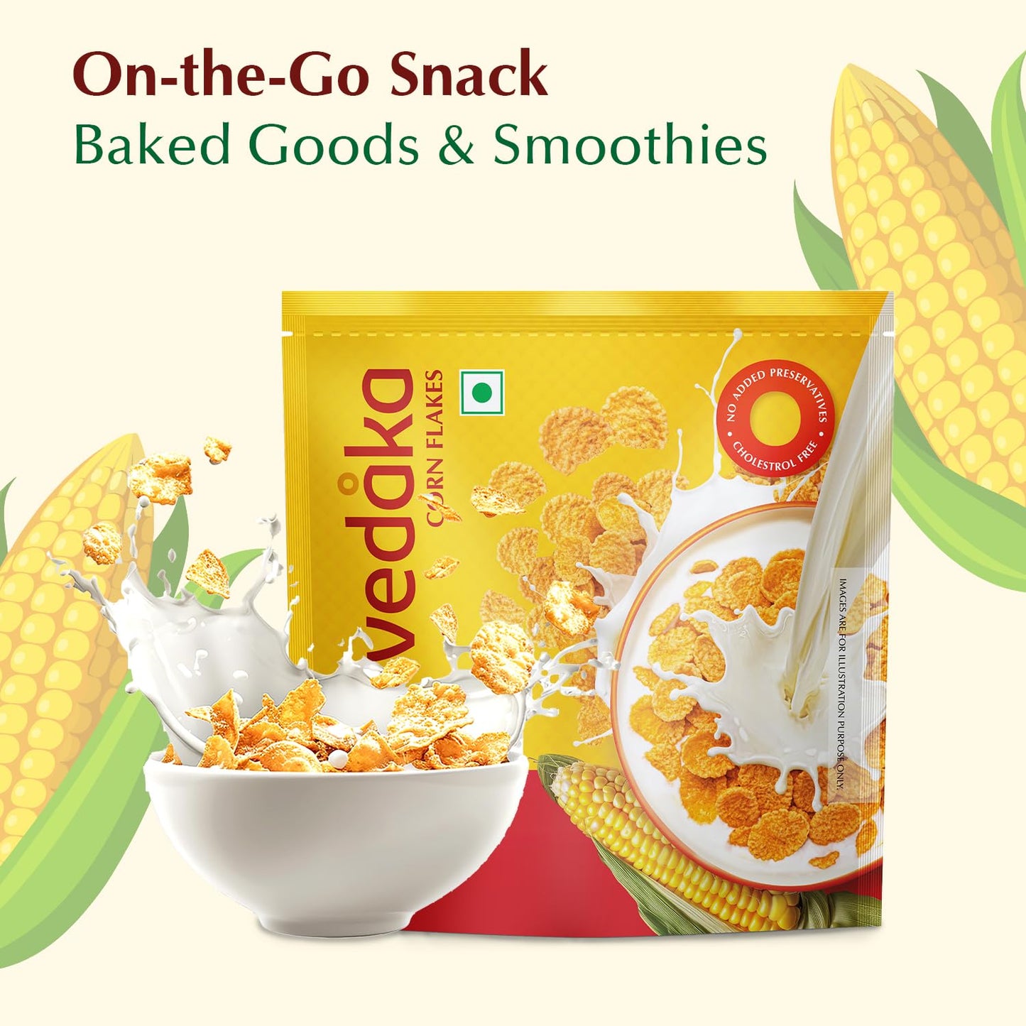 Vedaka Corn Flakes | 1.2 Kg | Breakfast Cereal | Low Saturated Fat